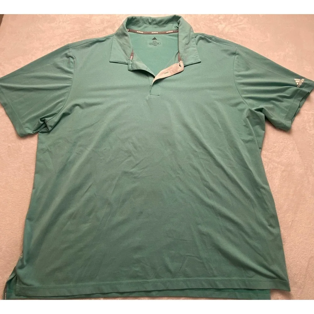 Adidas Mens 3XL Polo Shirt Teal Green Short Sleeve Golf Athletic Performance‎